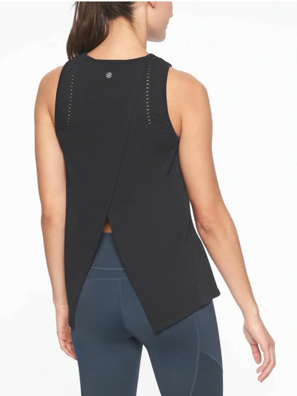 Athleta Foothill Tank Black Split-Back Performance Tank